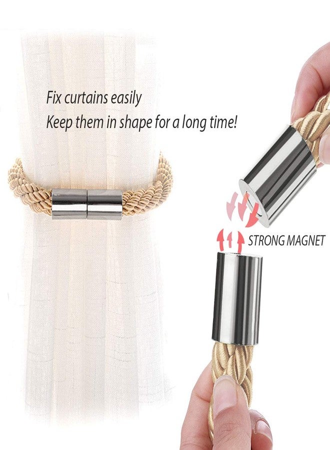 NICEEC 6 Pack Strong Magnetic Curtain Tiebacks Modern Simple Style Drape Tie Backs Convenient Decorative Weave Rope Curtain Holdbacks for Thin or Thick Home & Office Window Draperies (Bronze) - Image 4